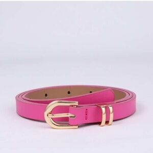 Elegant Pink Belt with Gold Buckle